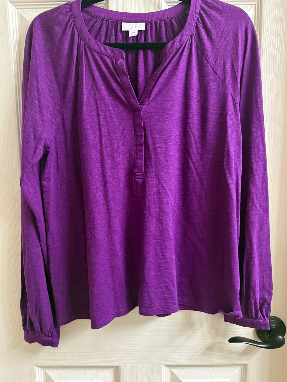 J. Jill Purple Cotton Blend Long-Sleeve Henley Top